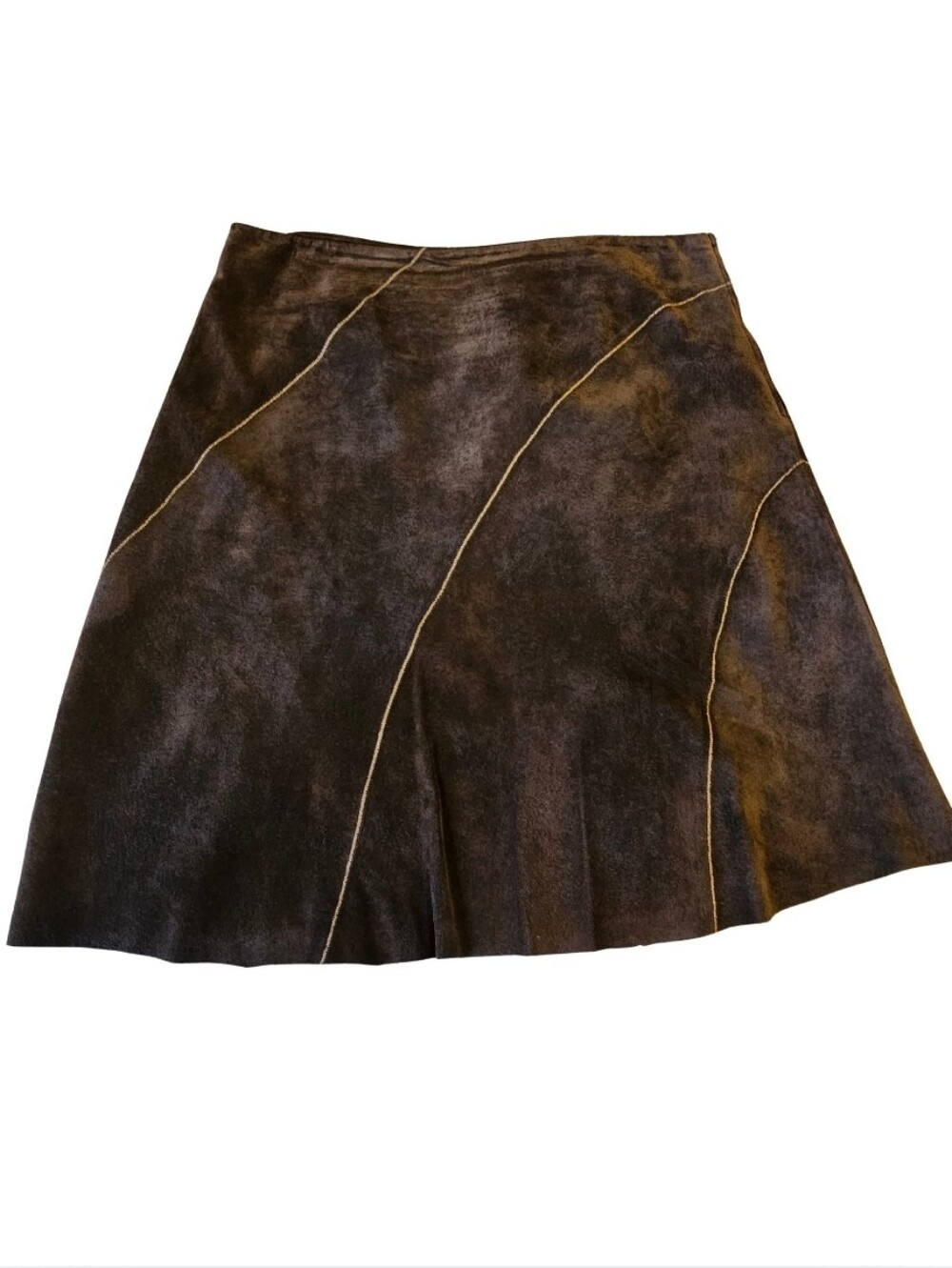 🍂Danier Dark Brown Suede Curved-Seam A-Line Skirt | Made In 🍁 - Picture 7 of 7
